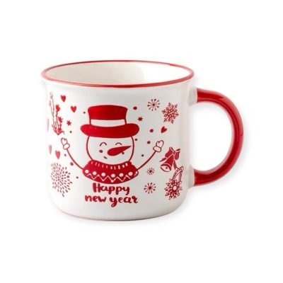 Christmas Short Mug - Snowman In Red