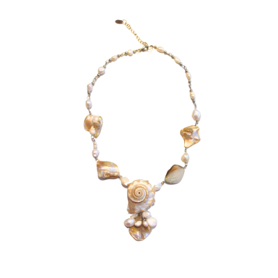 Miya - Steel Chain With Seashell & Dangle Pearl