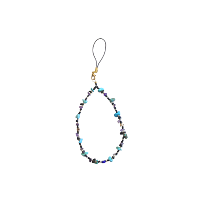 Miya - Black Beads & Turquoise Quartz, Amethyst Phone Chain
