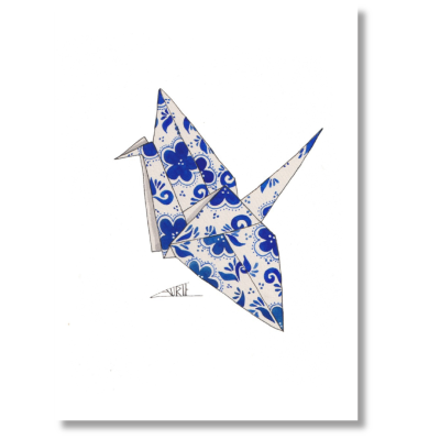 Laurie Draws - 'Origami Bird in Blue' Postcard