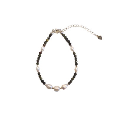 Miya - Nature Stone Bracelet and Pearl: Onyx