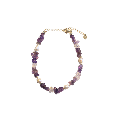Miya - Nature Stone Bracelet and Pearl: Amethyst