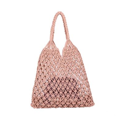 Cotton Macrame Market Tote Bag in Light Pink