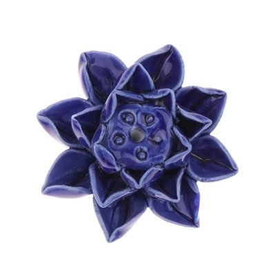 Bat Trang Ceramic Lotus Incense Holder In Navy