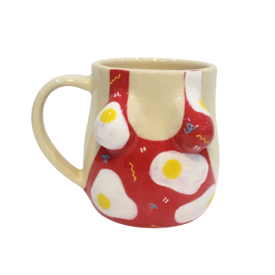 Meow Pottery - Monokini Mug in Red with Egg