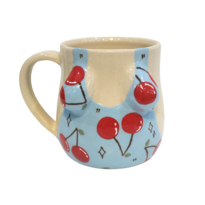Meow Pottery - Monokini Mug in Blue with Cherry