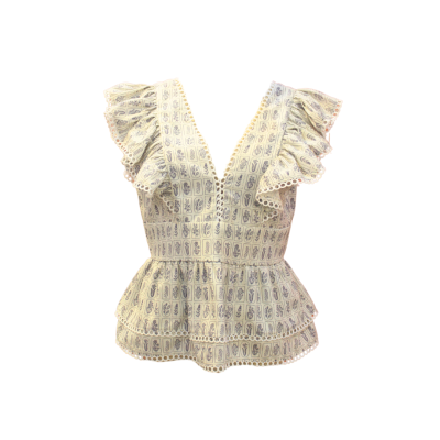 Humanity Hanoi Linen V-Neck Ruffles Top in Vintage Floral