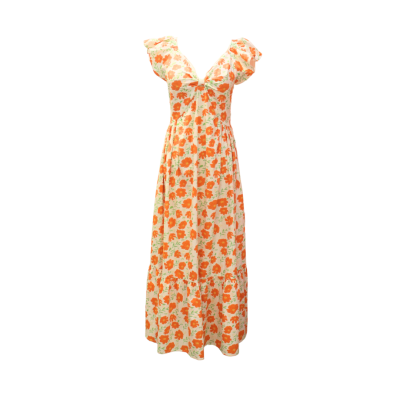 Humanity Hanoi Ruffle Maxi Dress in Orange Floral
