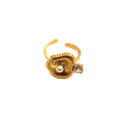Rouge - 18K Gold Plated Ring With Single Pearl