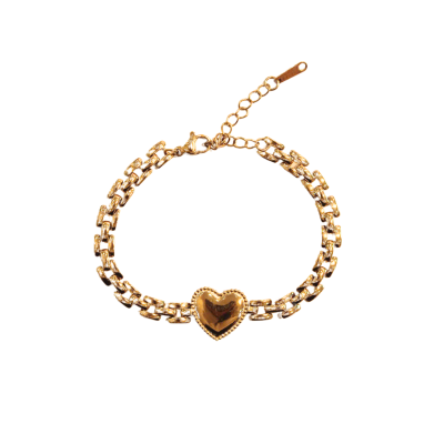 Rouge - Chain 18K Gold Plated Bracelet With Heart Charm