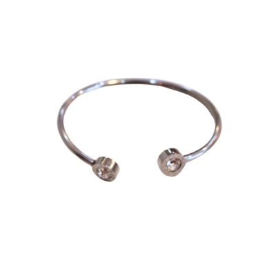 Rouge - Double Stone Silver Plated Bangle Bracelet