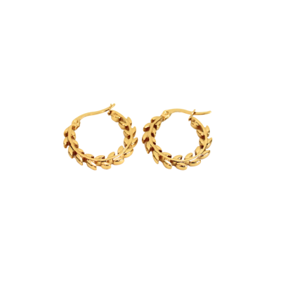 Rouge - Leaf Hoop 18K Gold Plated Earrings