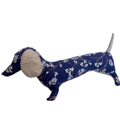 Rung Handmade - Stuffed Navy Dachshund Dog In White Flower