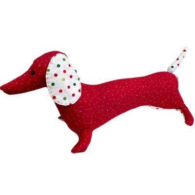 Rung Handmade - Stuffed Red Dachshund Dog With White Ears