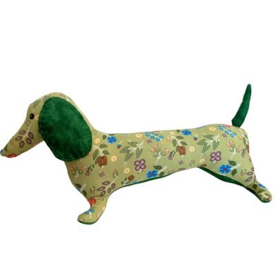 Rung Handmade - Stuffed Green Dachshund Dog In Colorful Flower