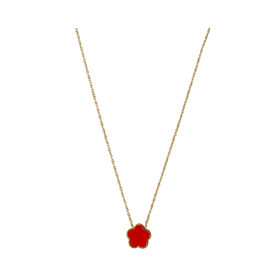Rouge - Red Clover Pendant 18K Gold Plated Necklace