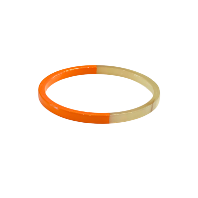 Aziet Saigon Buffalo Horn & Lacquer Small Flattering Round Bracelet in Orange