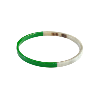 Aziet Saigon Buffalo Horn & Lacquer Small Flattering Round Bracelet in Light Green
