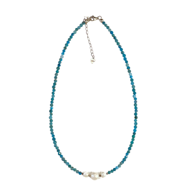 Miya - Colorful Necklace Aquamarine with Triple Pearl