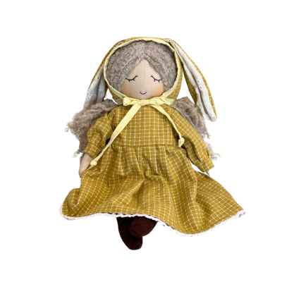 Rung Handmade - Doll in Yellow Checked Dress