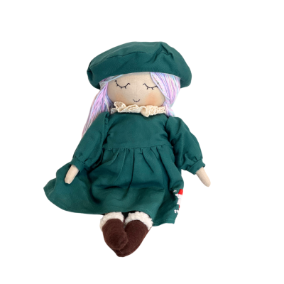 Rung Handmade - Doll in Turquoise and Lilac Hair with Teal Dress