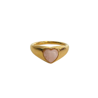 Rouge - Pink Heart Stone 18K Gold Plated Ring