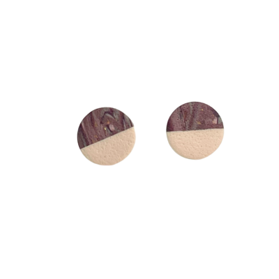 Eli & Lou - Clay Earrings in Brown & White Circle