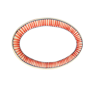 Bat Trang Ceramic Oval Plate With Red Striped
