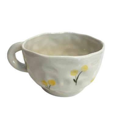 Bat Trang Ceramic Short Wasabi Mug In Yellow Cherry