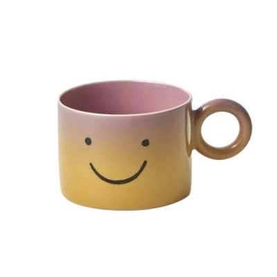 Bat Trang Ceramic Smiley Mug In Pink