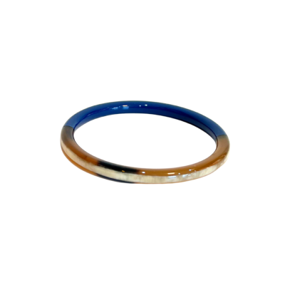 Aziet Saigon Buffalo Horn & Lacquer Round Bracelet in Navy