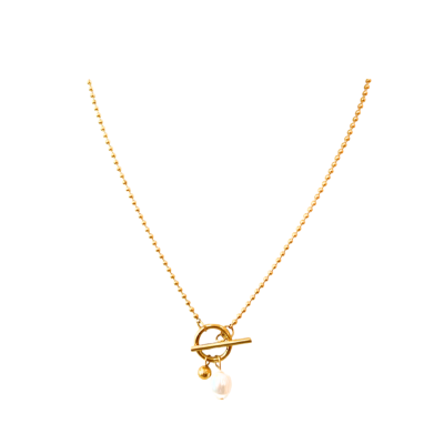 Rouge - Golden Locker and Pearl 18K Gold Plated Necklace