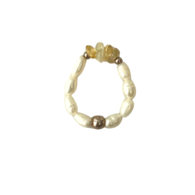 Miya - Citrin & Pearl Bead Ring