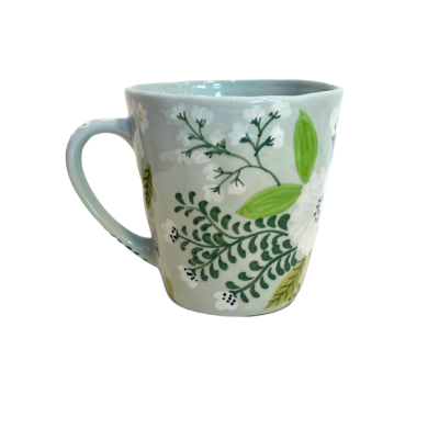 Bat Trang Ceramic Tall Mug In Green Leaf