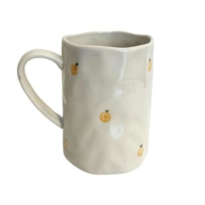 Bat Trang Ceramic Tall Wasabi Mug In Tangerine