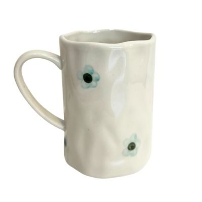 Bat Trang Ceramic Tall Wasabi Mug In Green Flower