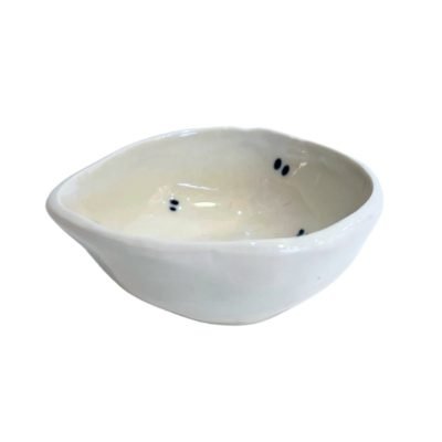 Bat Trang Ceramic Free Shape Sauce Bowl in Blue Dot
