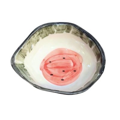 Bat Trang Ceramic Free Shape Sauce Bowl in Watermelon