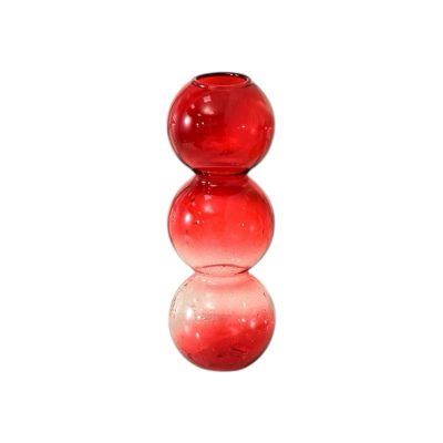 Short Bubble Glass Vase in Ombre Red