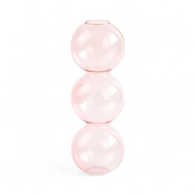Short Bubble Glass Vase in Pink