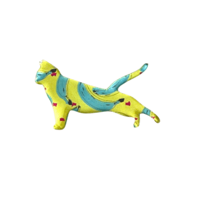 Xland - Mini Pin "Stretching Cat in Blue & Yellow"