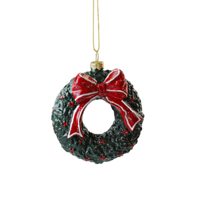 Poly Christmas Ornament - Wreath In Green