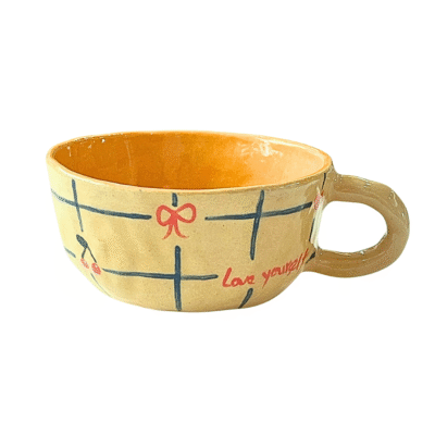 Lindo Crafts - Cherry And Bow Short Mug With Penguin Inside