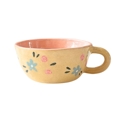 Lindo Crafts - Floral Short Mug With Penguin Inside
