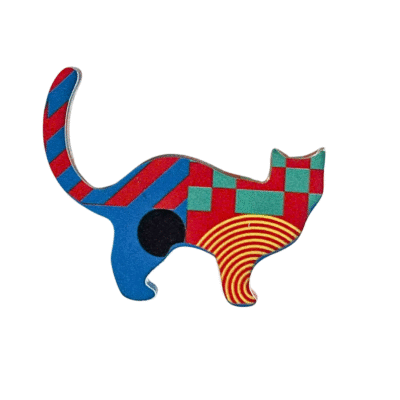 Xland - Mini Pin "Standing Cat In Colorful Geometric"