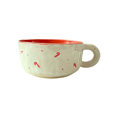 Lindo Crafts - Candy Cane Red Short Mug With Dog Inside