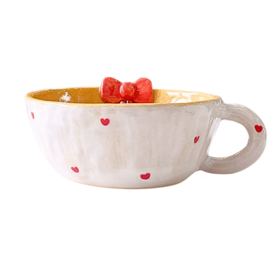 Lindo Crafts - Red Heart With Big Bow Short Mug With Dog Inside