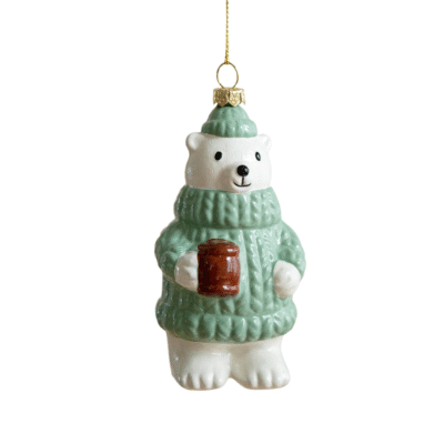 Poly Christmas Ornament - Polar Bear In Sweater