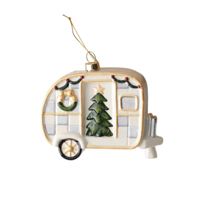 Poly Christmas Ornament - Christmas Van In White
