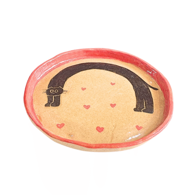 Lindo Crafts - Long Cat With Heart Pattern Plate